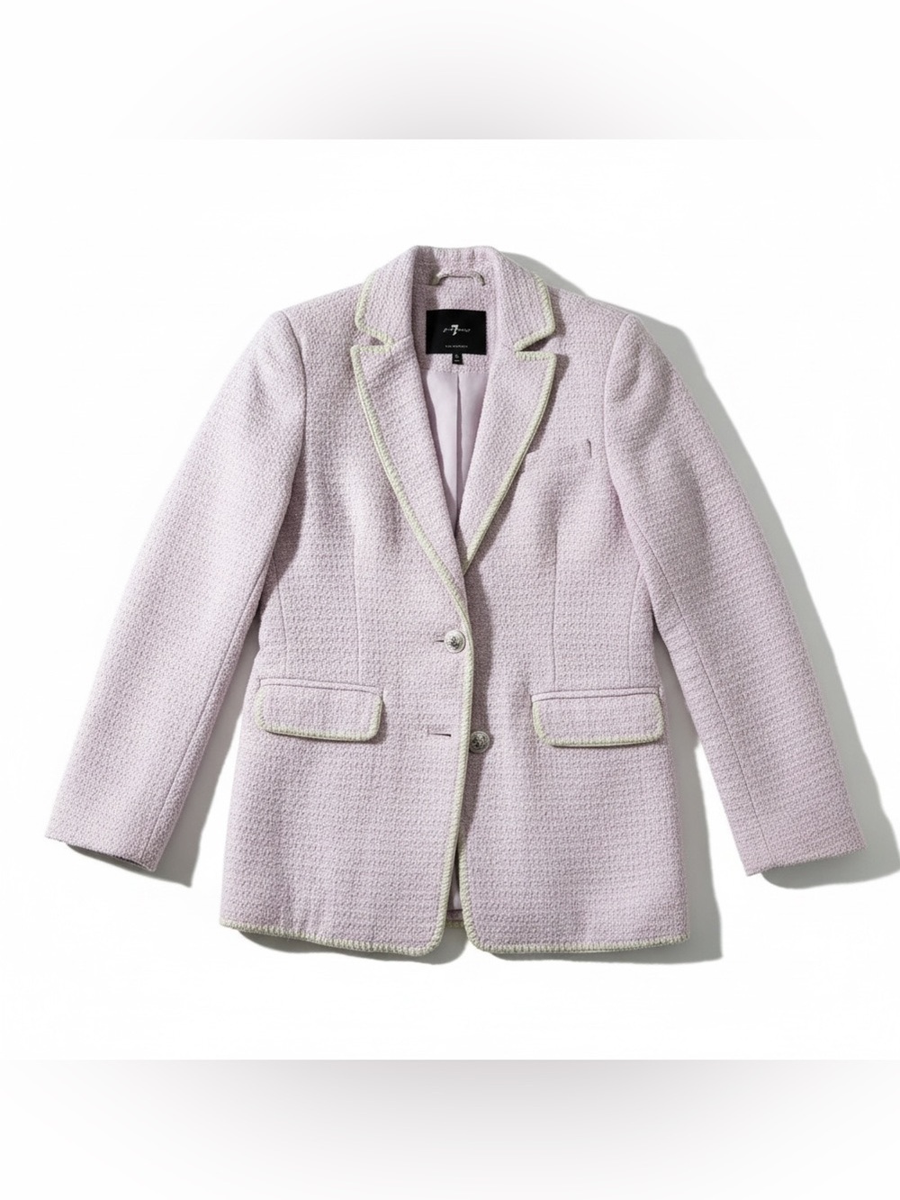 7 for ALL Mankinds Dark Academia Preppy Coquette Tweed Blazer XS Light Lilac